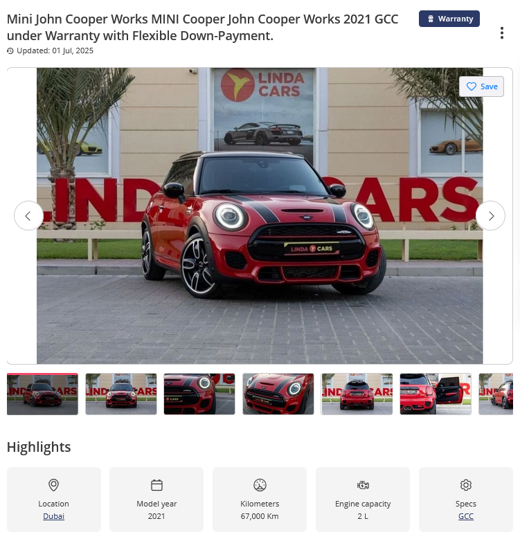 Screenshot 2025-07-01 at 16-43-26 Used Mini John Cooper Works MINI Cooper John Cooper Works 2021 GCC under Warranty with Flexible Down-Payment. 2021 for sale in Dubai - 786501