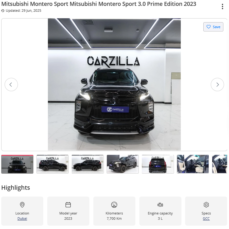 Screenshot 2025-07-01 at 16-24-45 Used Mitsubishi Montero Sport 3.0 Prime Edition 2023 2023 for sale in Dubai - 873641