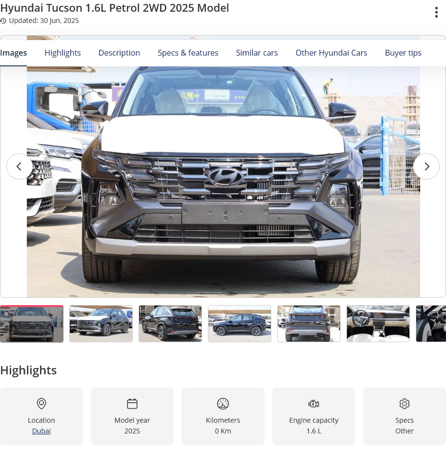 Screenshot 2025-07-01 at 15-50-57 New Hyundai Tucson 1.6L Petrol 2WD 2025 Model 2025 for sale in Dubai - 854053