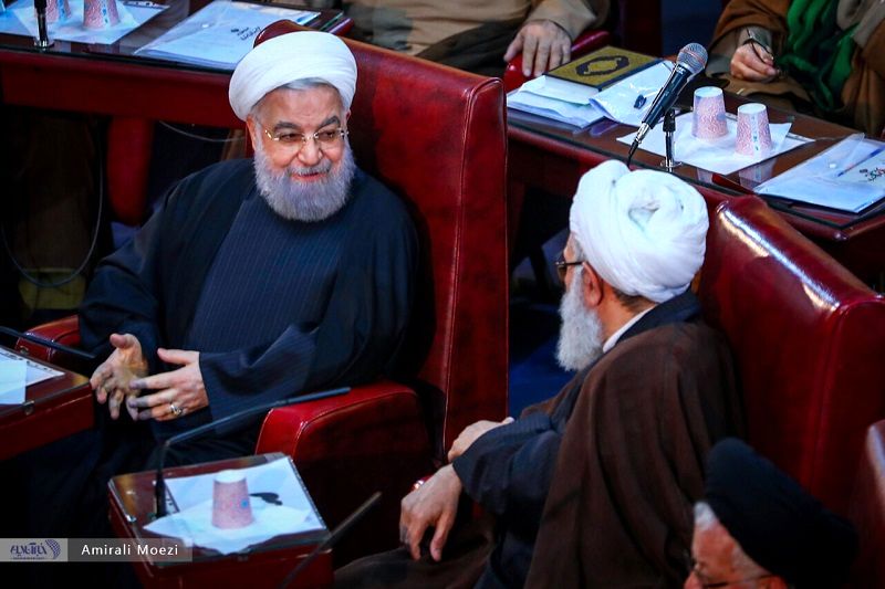 ببینید | آخرین حضور احمد جنتی و حسن روحانی در مجلس خبرگان