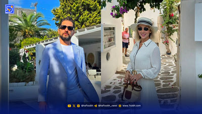 بهرام رادان و همسرش در ساحل یونان