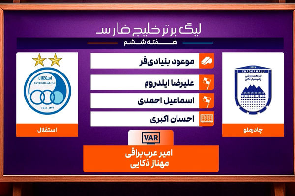 کارشناسی داوری دیدار چادرملو - استقلال