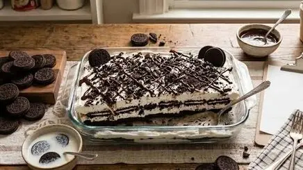 طرز تهیه یک دسر خوشمزه با بیسکوییت اورئو