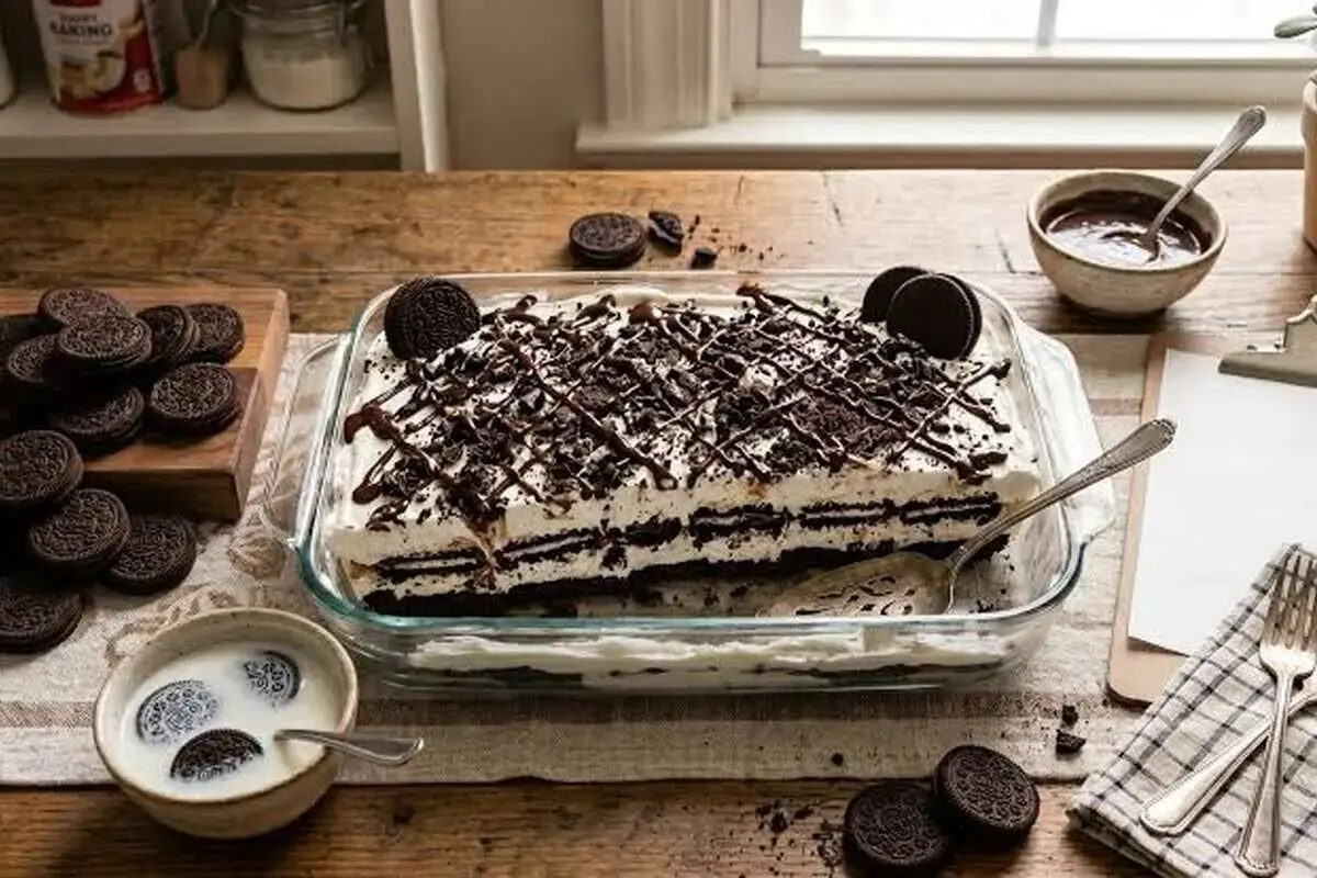 طرز تهیه یک دسر خوشمزه با بیسکوییت اورئو