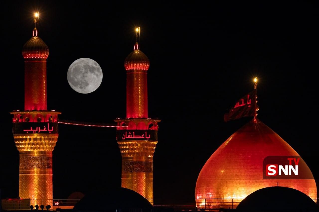  عکس | ماه کامل بر فراز حرم امام حسین (ع) 