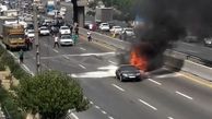 ببینید | آتش گرفتن ماکسیما در بزرگراه آزادگان تهران