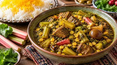 طرز تهیه خورشت ریواس با لپه خانگی