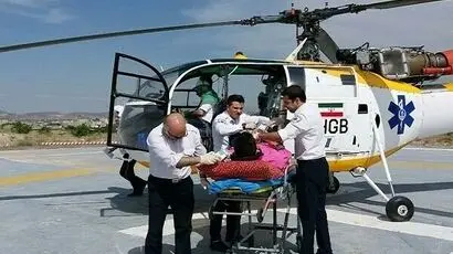انتقال دو مصدوم سوختگی در انفجار گاز لواسان با بالگرد اورژانس