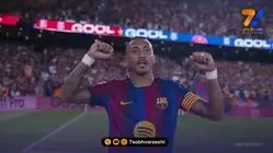 گل اول بارسلونا به اتلتیکو بیلبائو توسط رافینیا