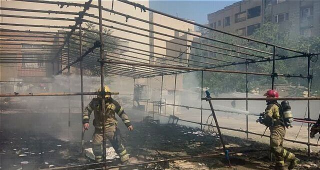 یک هیات عزاداری در کامرانیه تهران آتش گرفت + تصاویر
