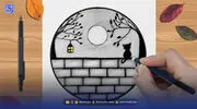 آموزش نقاشی گربه روی دیوار خانه برای مبتدی ها
