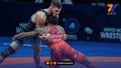 فریاد شادی کشتی گیر ایرانی بعد از باختن به حریف آمریکایی!