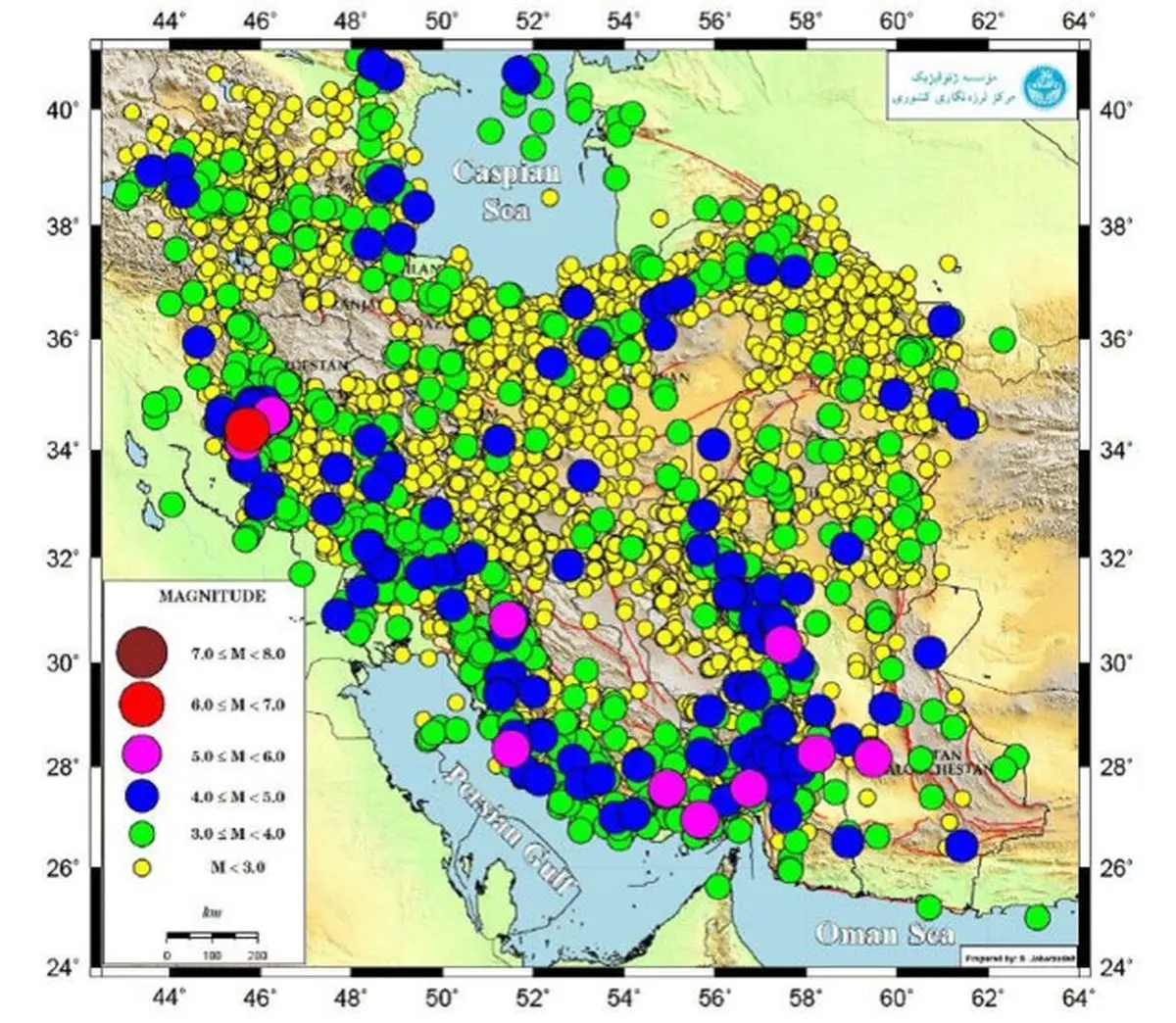 رخداد بیش از ۱۴ هزار و ۵۰۰ زلزله در ایران طی سال ۹۷
