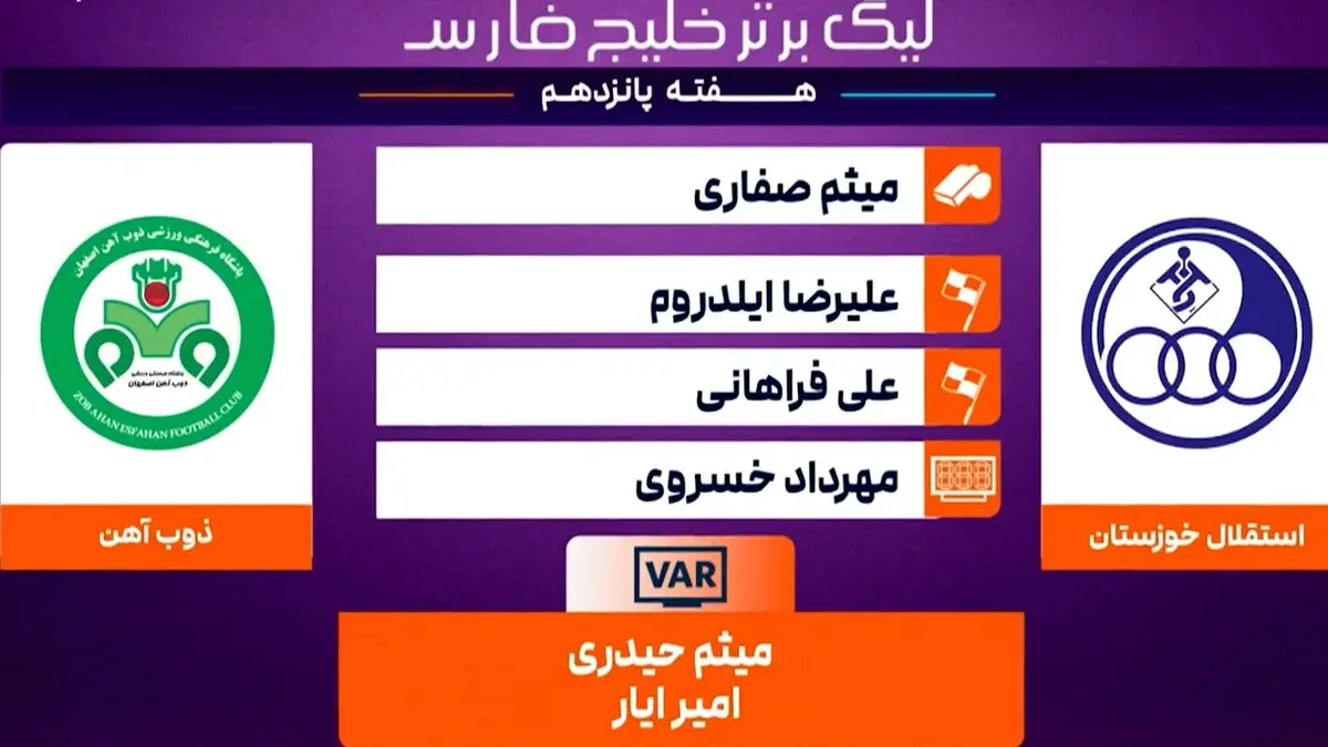 کارشناسی داوری دیدار استقلال خوزستان – ذوب آهن