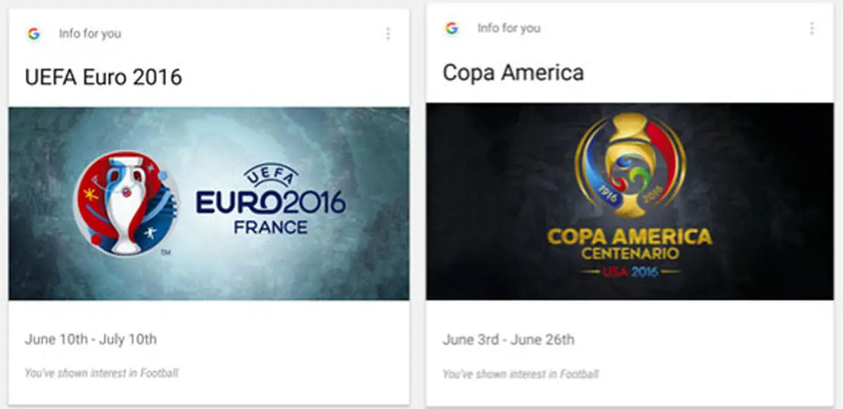 یورو ۲۰۱۶ را از Google Now دنبال کنید