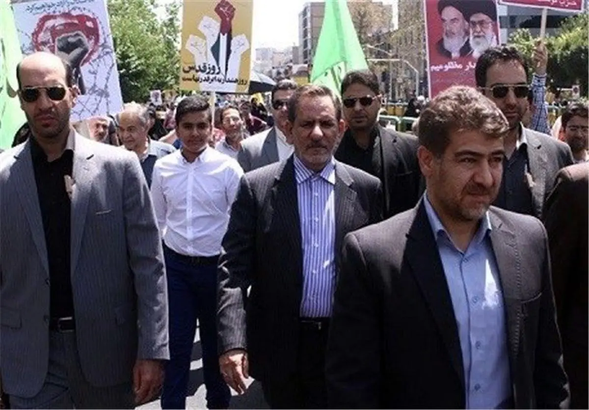 حاشیه‌های راهپیمایی روز قدس؛ شعار علیه معاون اول رییس‌جمهور