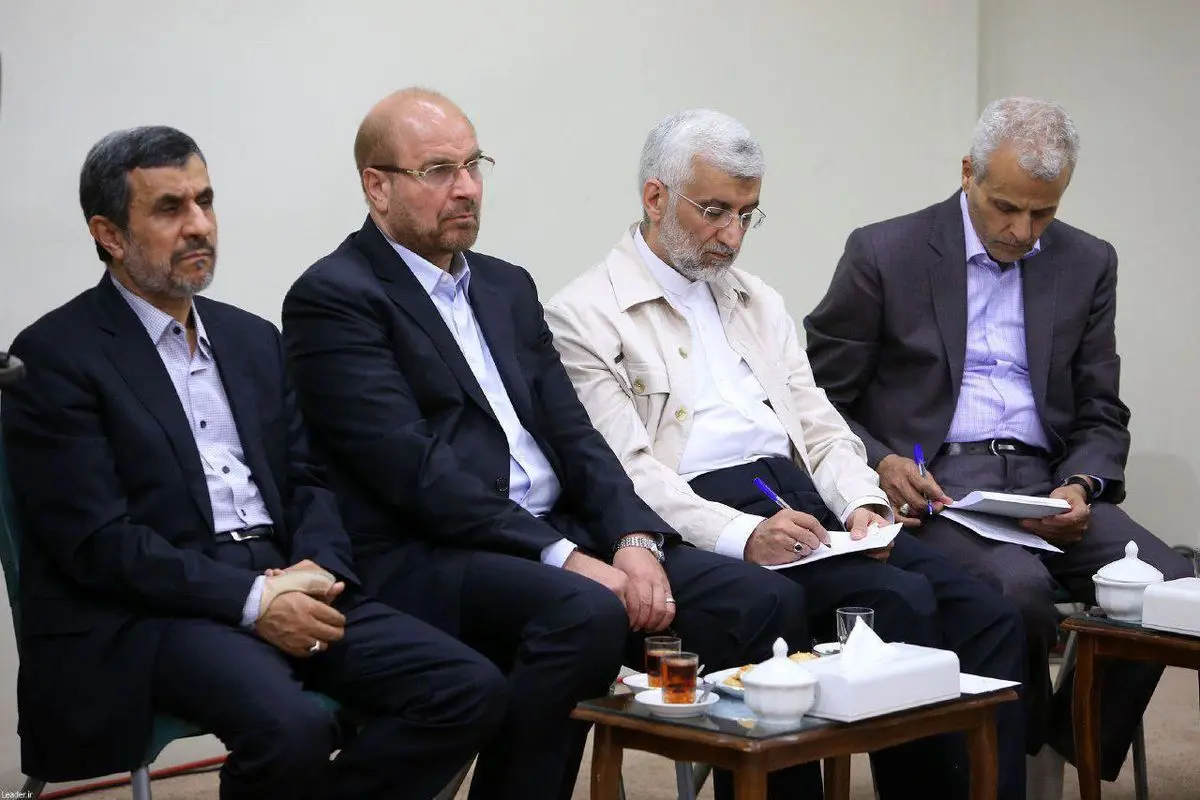 همنشینی احمدی‌نژاد، قالیباف و جلیلی در دیدار با رهبری
