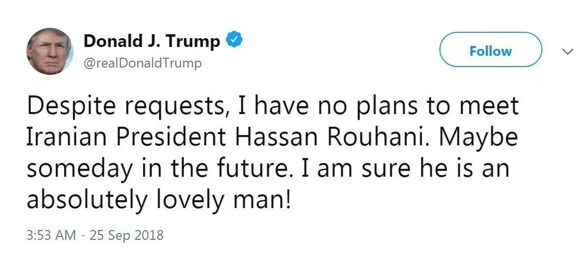 ترامپ: روحانی مرد دوست‌داشتنی است!