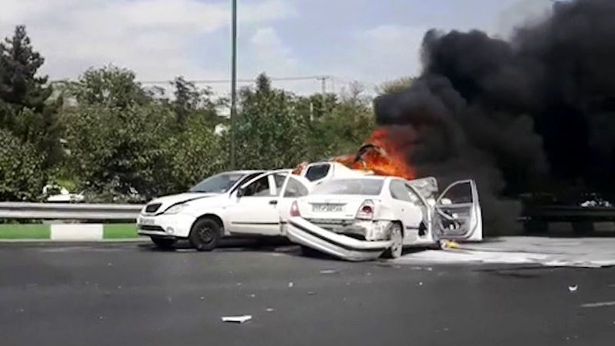 ببینید | تصادف و آتشسوزی سه خودرو در تهران