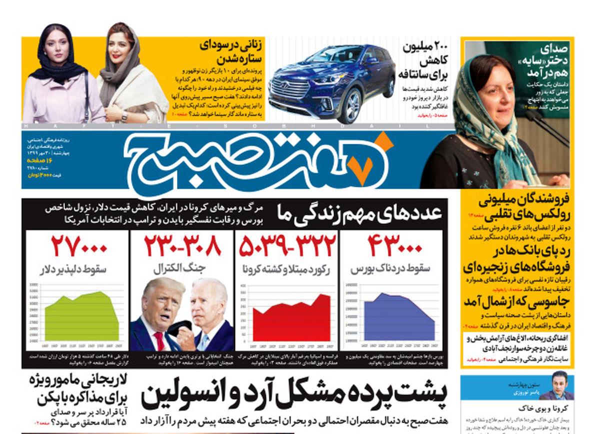روزنامه هفت صبح چهارشنبه ۳۰ مهر ۹۹ (دانلود)