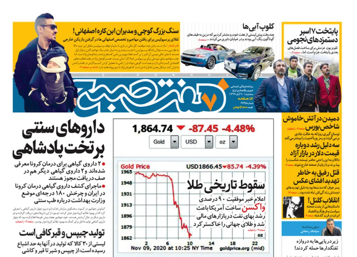 روزنامه هفت صبح سه شنبه ۲۰ آبان ۹۹ (دانلود)
