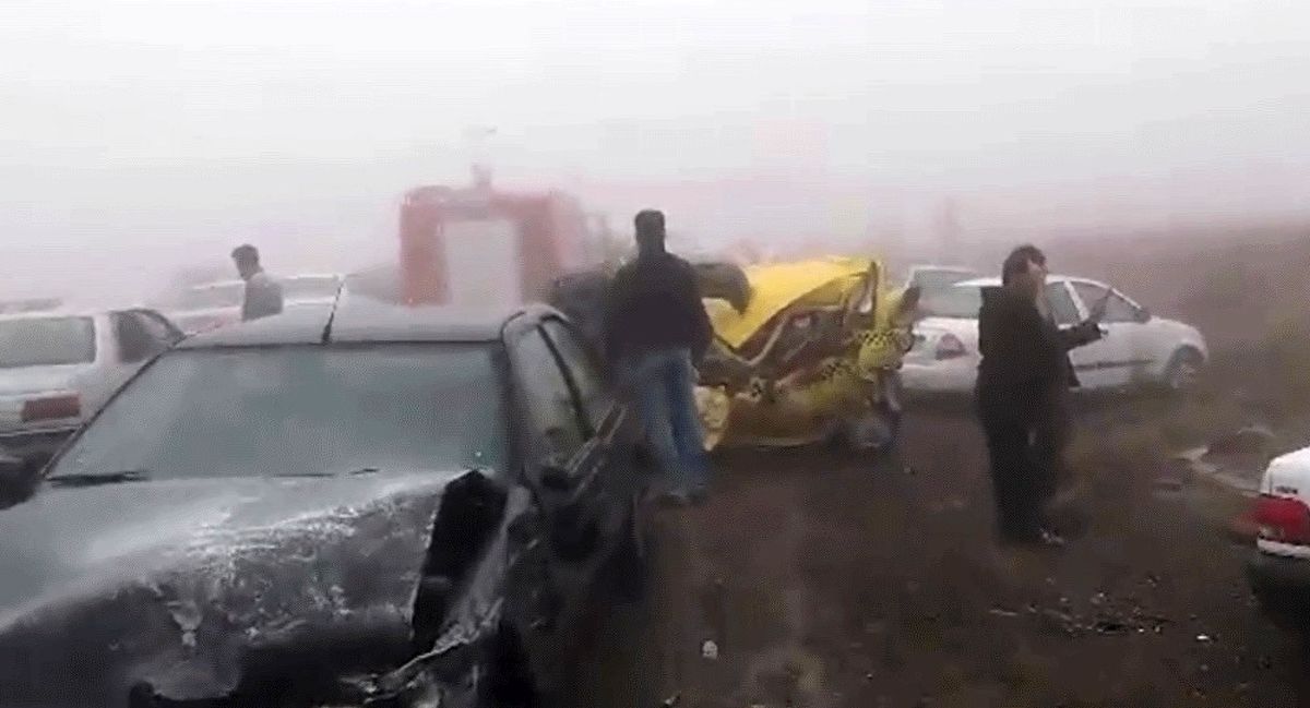 ببینید | تصادف زنجیرهای مرگبار در محور زنجان-ابهر