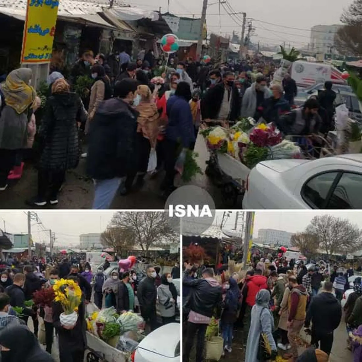 ازدحام عجیب مردم در بازار گل تهران
