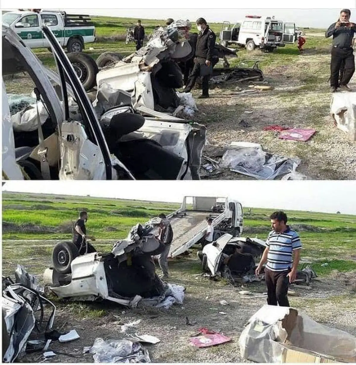 تصادف مرگ‌بار و نصف شدن دو پراید در بوشهر