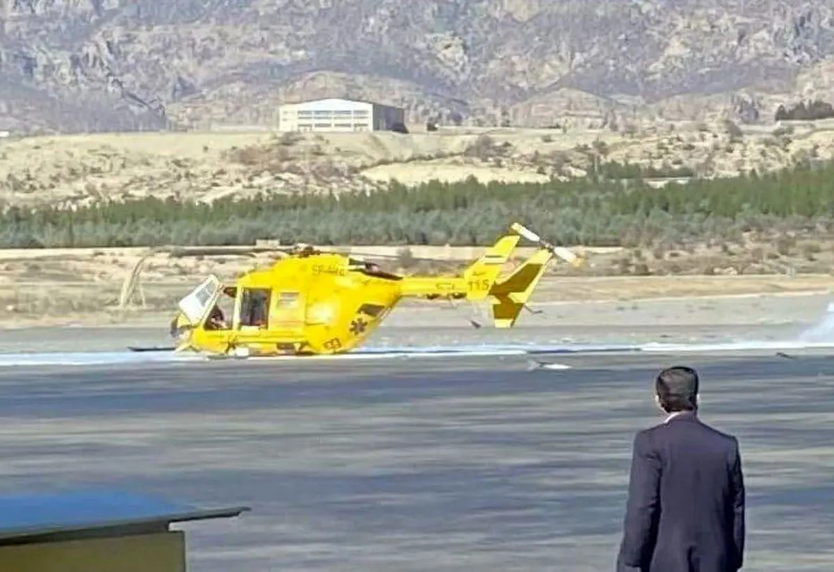 تصویری از بالگرد اورژانس ایلام که امروز دچار سانحه شد