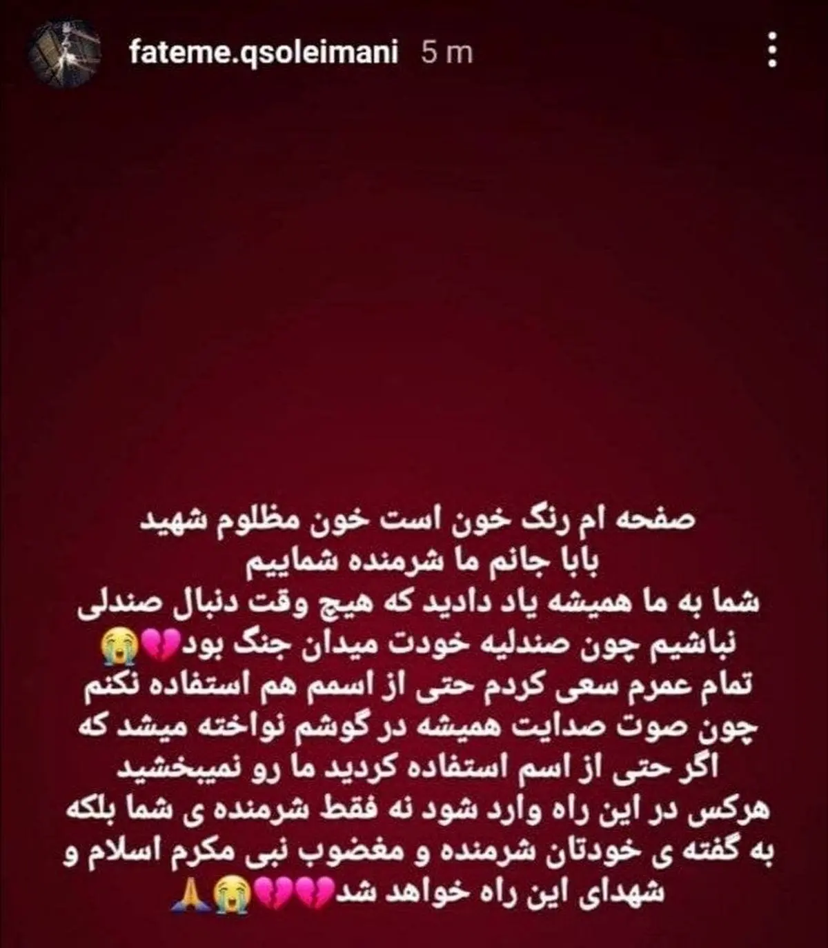 انتقاد دختر سردارسلیمانی از کاندیدشدن خواهرش در انتخابات