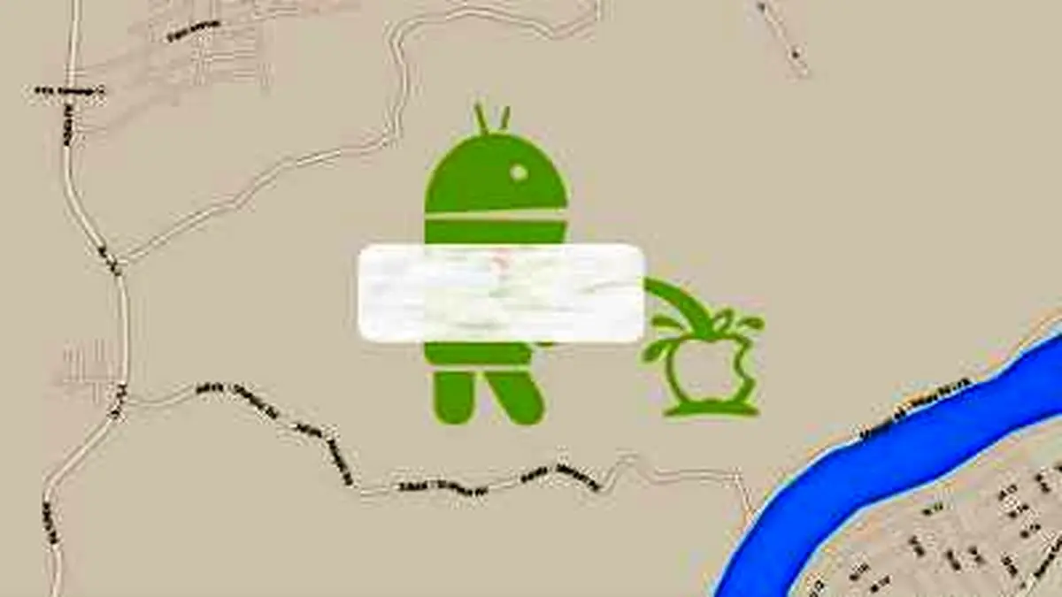 تصویر غیرمودبانه هوادارن گوگل علیه اپل در Google Maps
