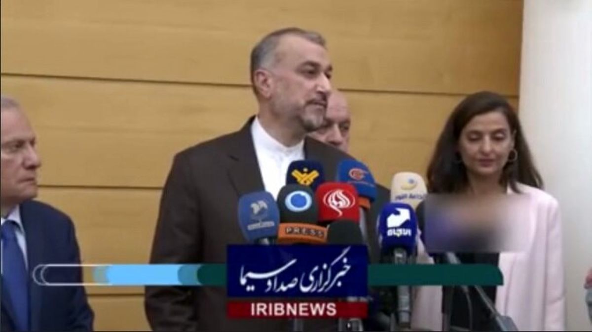 عکس | سانسور نشست خبری امیرعبداللهیان در بیروت