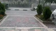تگرگ در مشهد، شیشه خودروها را شکست + تصویر