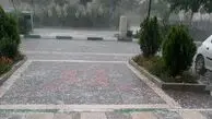 تگرگ در مشهد، شیشه خودروها را شکست + تصویر