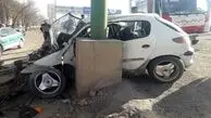 تیر چراغ برق جان راننده سواری ۲۰۶ را گرفت