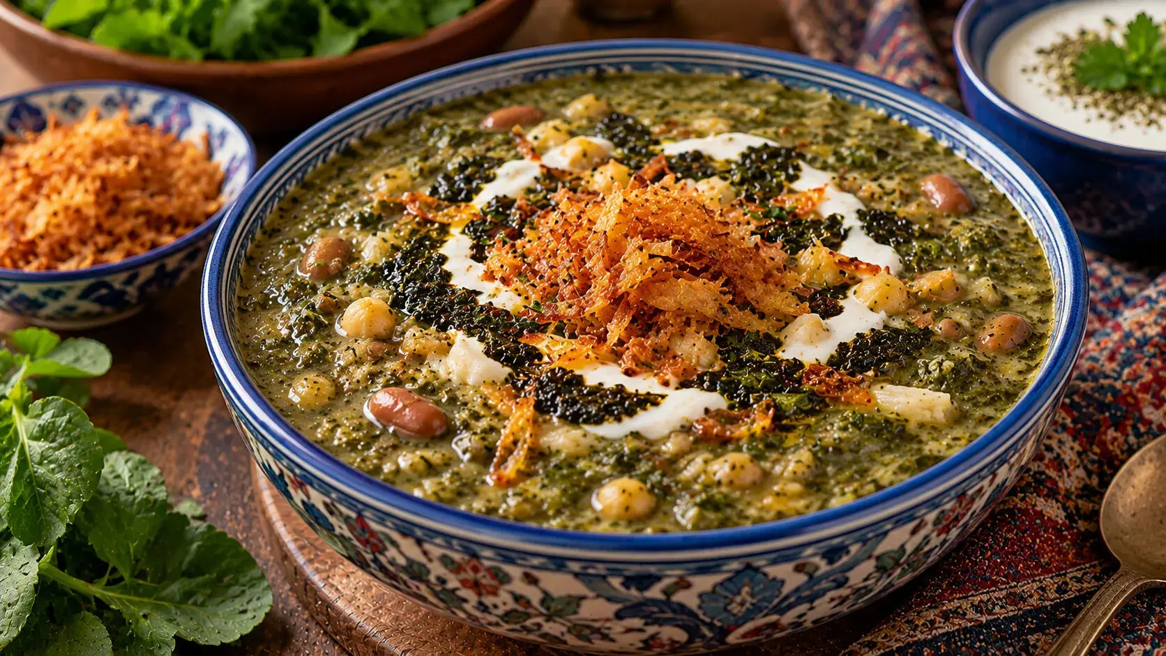 طرز تهیه آش اسفناج با عدس