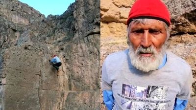 ببینید; مرد عنکبوتی ایران / پیرمرد ۷۰ ساله‌ای که مثل اسپایدرمن بالا می‌رود
