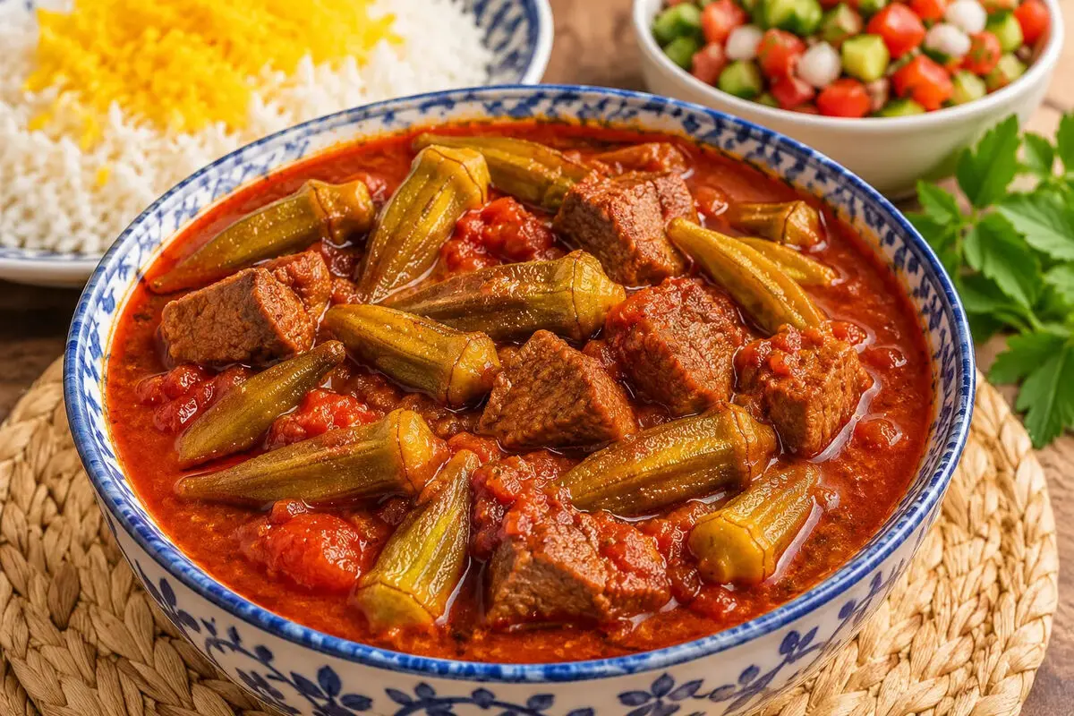 طرز تهیه خورشت بامیه با گوشت; غذای سنتی و خوشمزه ایرانی 
