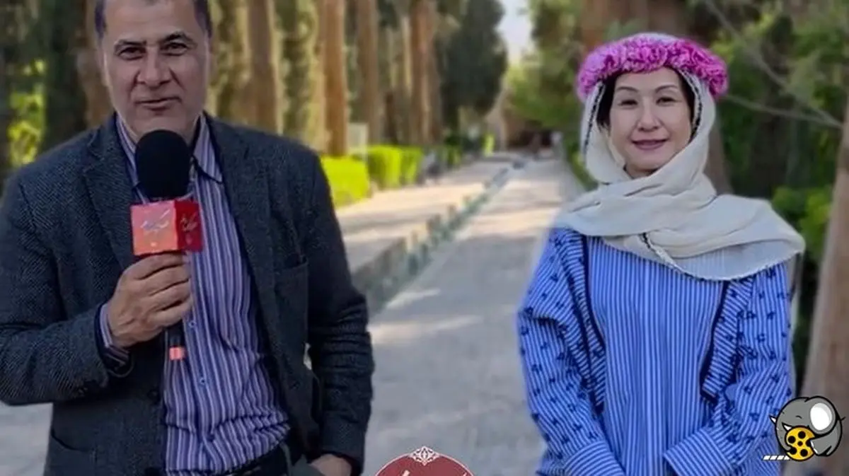 حضور بازیگر اوشین در کاشان و تعجب او پس از دیدن باغ فین (ویدیو)