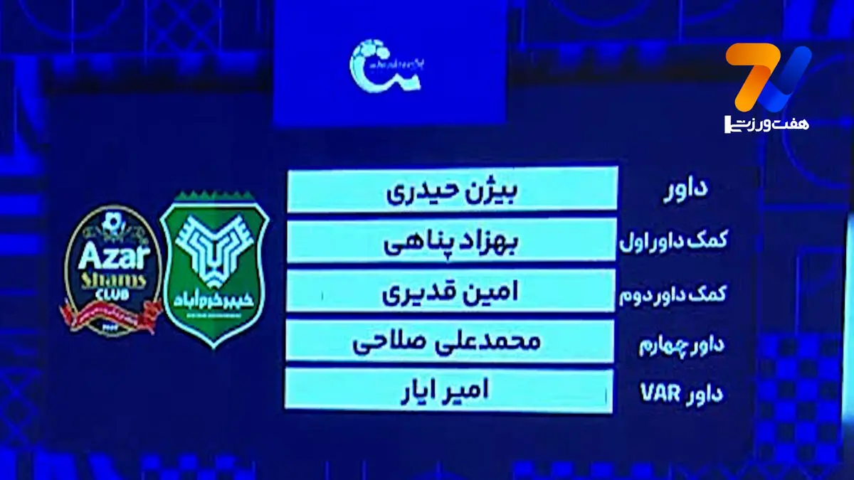  کارشناسی داوری دیدار خیبرخرم آباد  – شمس آذر