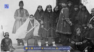 عکس تاریخی زنان ناصرالدین‌شاه در کنار حوض و فواره اندرونی