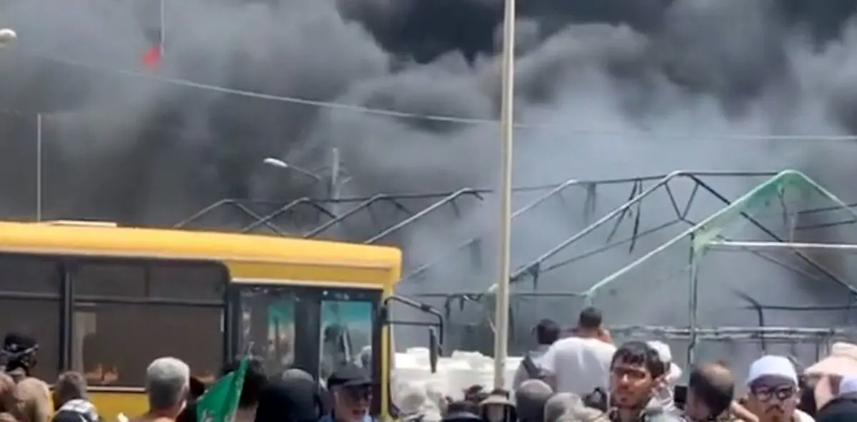 فیلم آتش‌سوزی و مرگ یک زن در موکب مرز مهران