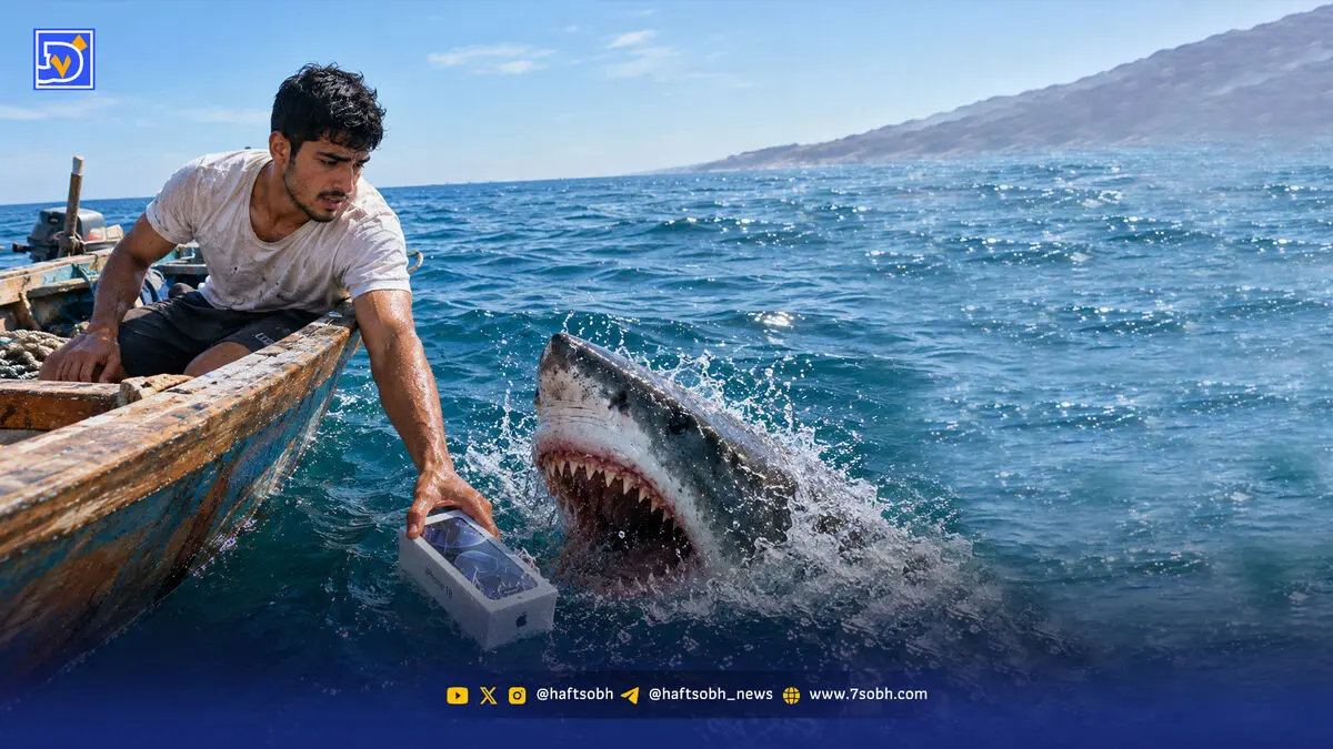در آوردن آیفون 18 از دهان کوسه در تنگه هرمز و قطع دست! 