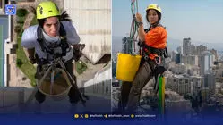 قاب امروز | مونا؛‌ دختر شجاع آویزان از برج‌های تهران