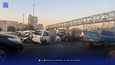 تصادف زنجیره‌ای و ترافیک سنگین در اتوبان آزادگان + تصویر