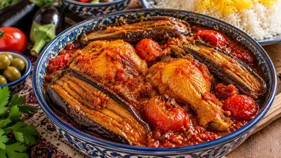 طرز تهیه خورشت بادمجان با مرغ مجلسی